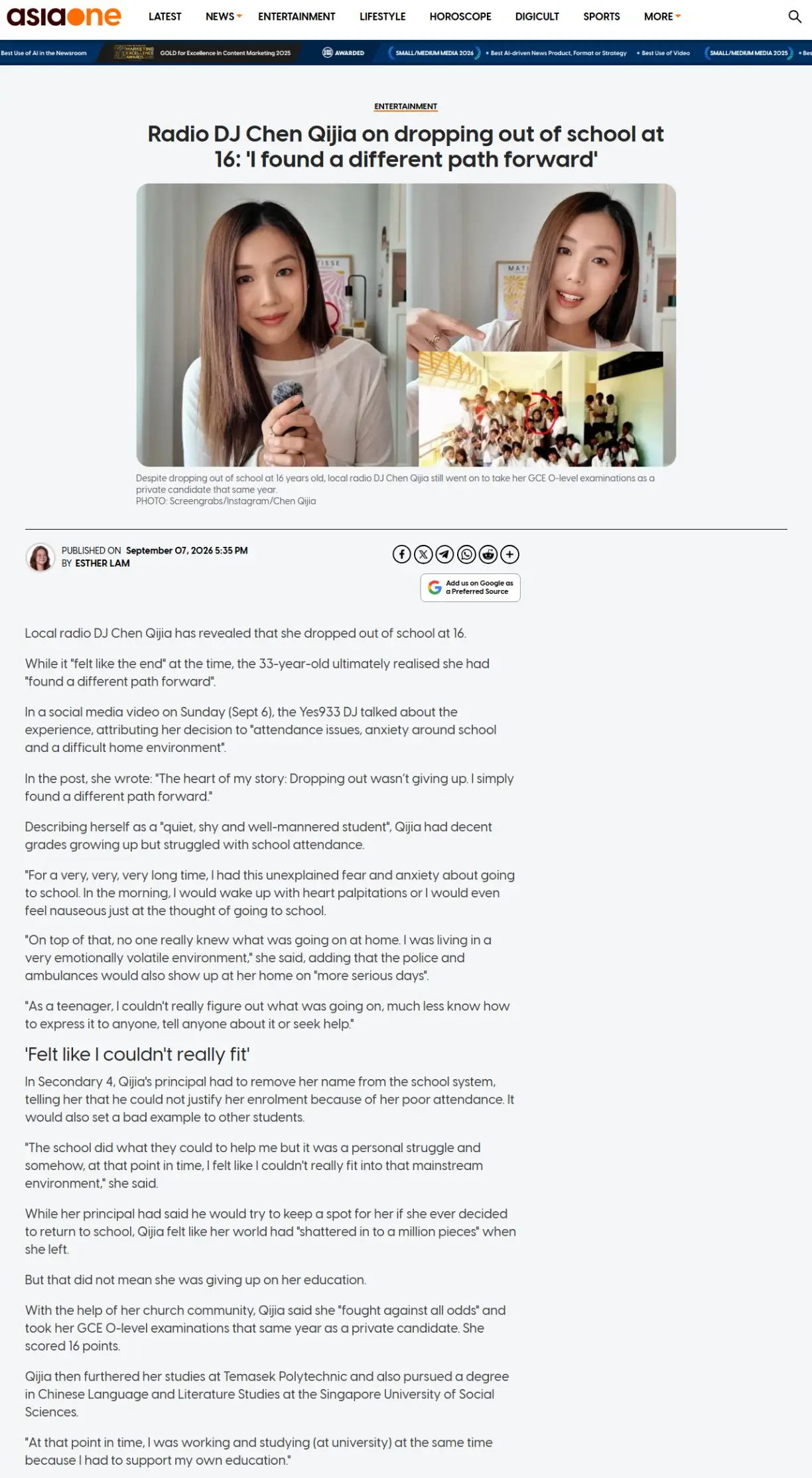 Radio DJ Chen Qijia on dropping out of school at 16 I found a different path forward